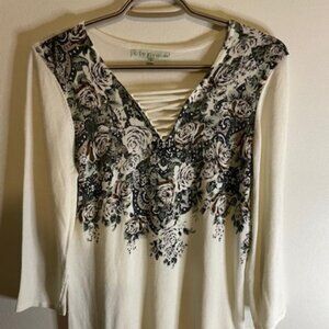 CLEO Floral White Top -Small